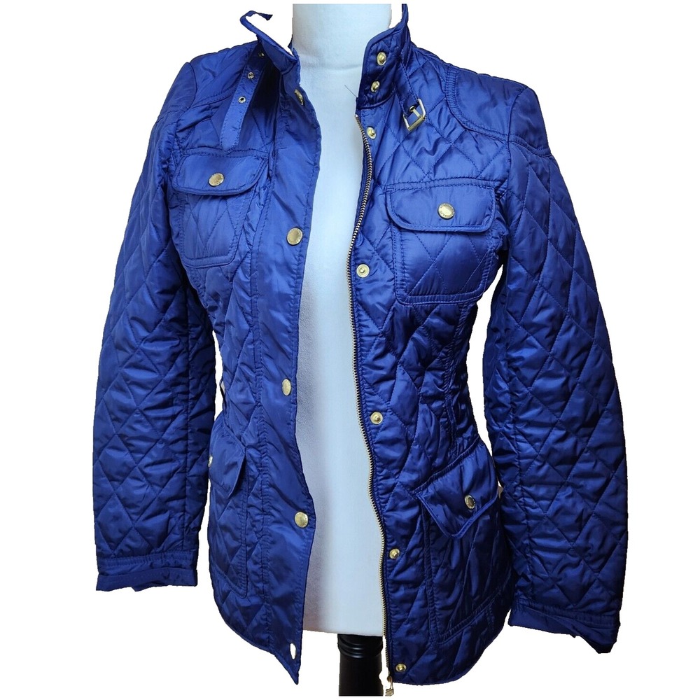 Banana Republic Coat Womens Sz XS Blue Zip Quilted Utility Jacket‎  With Pockets
